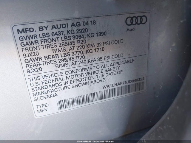 2018 AUDI Q7 WA1LHAF75JD040322 Photo 8