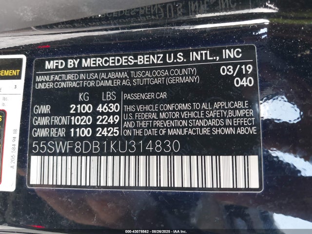 Mercedes-Benz m264 2019 55SWF8DB1KU314830 Image 9