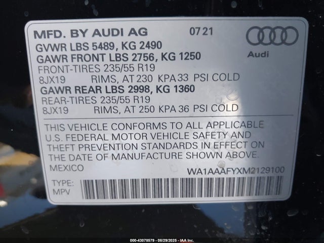 2021 AUDI Q5 WA1AAAFYXM2129100 Photo 8