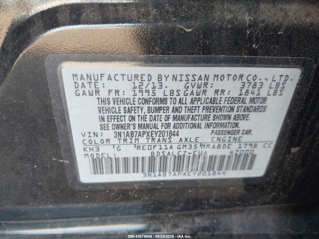 3N1AB7APXEY201844 Nissan Sentra