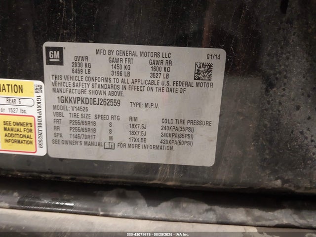 1GKKVPKD0EJ262559 GMC llt