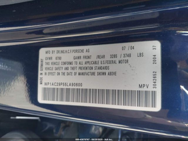 2005 PORSCHE CAYENNE WP1AC29P55LA90600 Photo 8