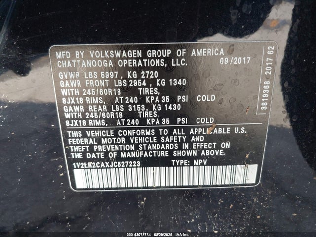1V2LR2CAXJC527223 Volkswagen fsi