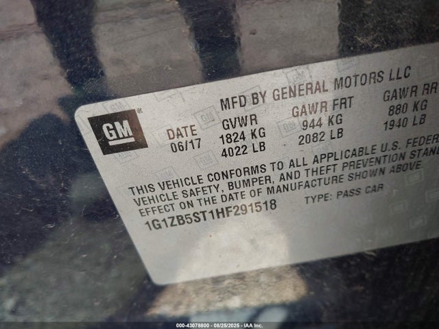 1G1ZB5ST1HF291518 Chevrolet lfv - di: direct injection, vvt: variable valve timing, gen 1