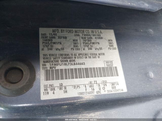 2003 FORD EXPEDITION 1FMFU18L73LB44663 Photo 8