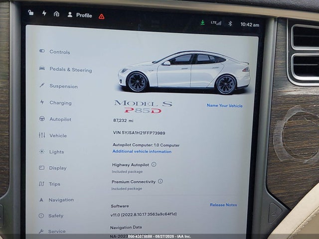 2015 TESLA MODEL S 5YJSA1H21FFP73989 Photo 6