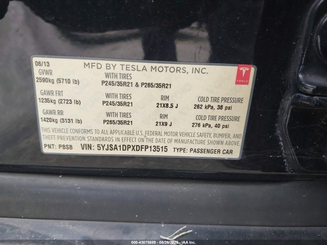 2013 TESLA MODEL S 5YJSA1DPXDFP13515 Photo 8