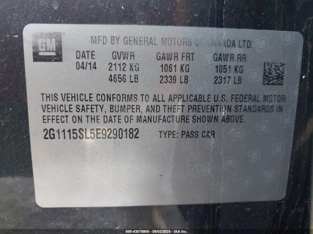 Chevrolet lkw 2014 2G1115SL5E9290182 Image 9