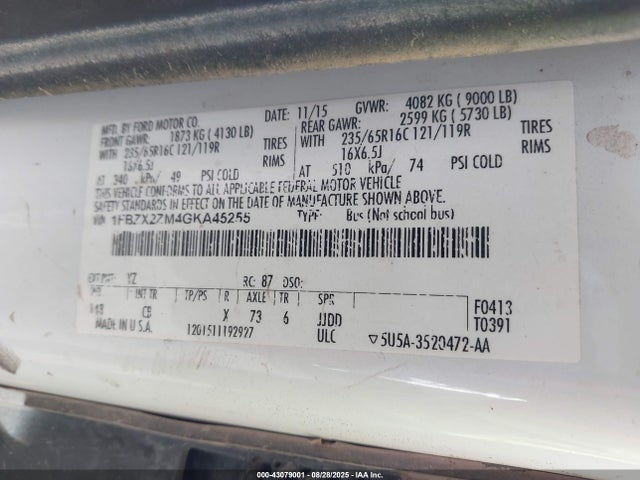 1FBZX2ZM4GKA45255 Ford 2016