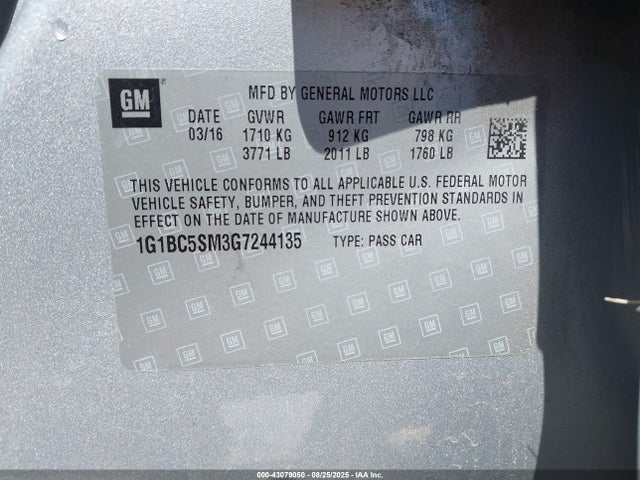 1G1BC5SM3G7244135 Chevrolet Cruze Ls Auto