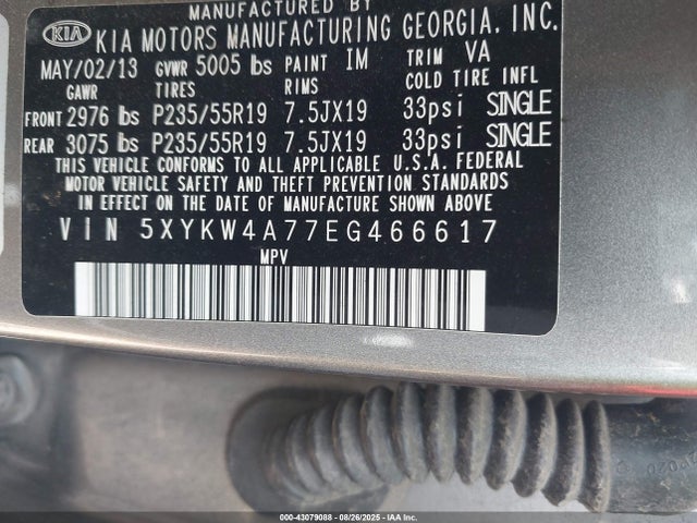 5XYKW4A77EG466617 KIA gasoline 3.3 v6 gdi lambda ii