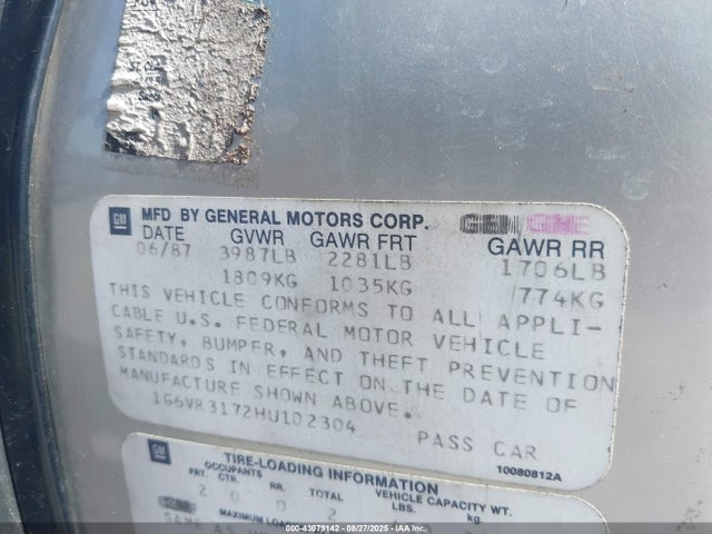 1987 CADILLAC ALLANTE 1G6VR3172HU102304 Photo 8