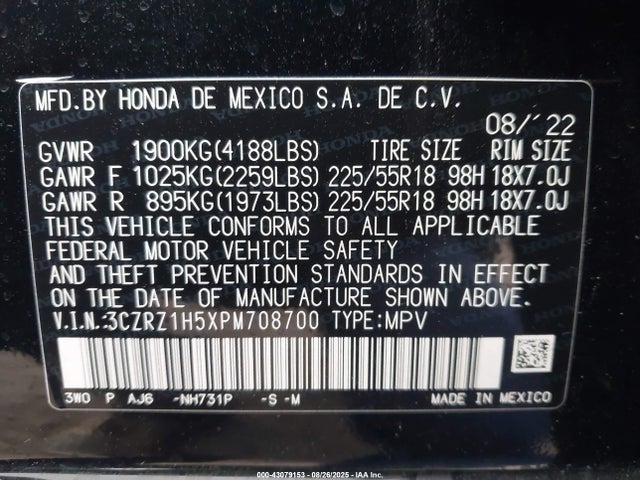 3CZRZ1H5XPM708700 Honda k20z5