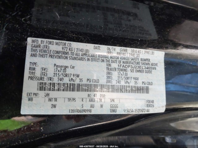 1FADP3J23EL346599 Ford Focus