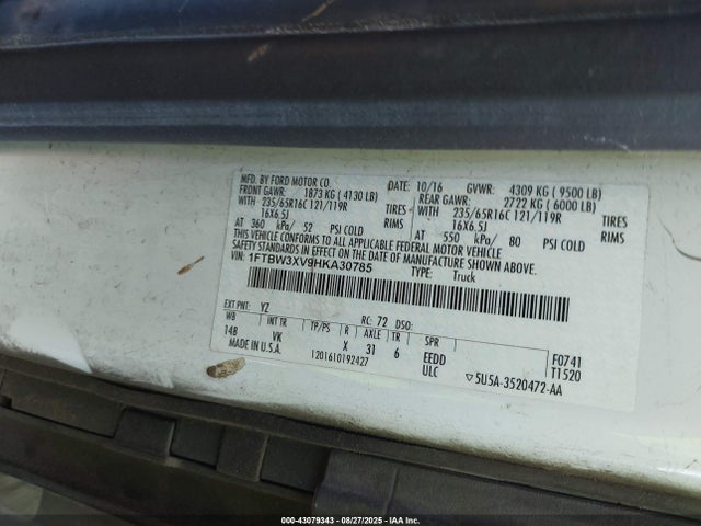 Ford 2017 2017 1FTBW3XV9HKA30785 Image 9