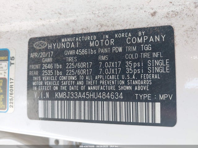 KM8J33A45HU484634 Hyundai gdi nu