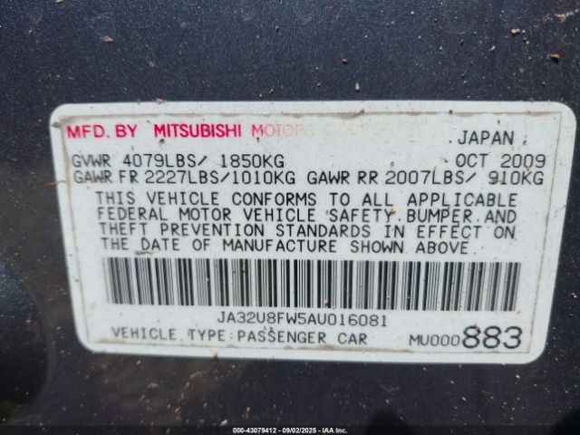 2010 MITSUBISHI LANCER JA32U8FW5AU016081 Photo 8