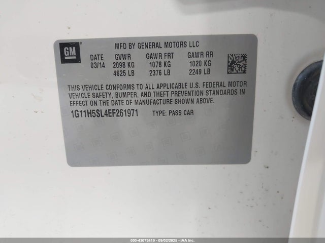 1G11H5SL4EF261971 Chevrolet Malibu 1lz