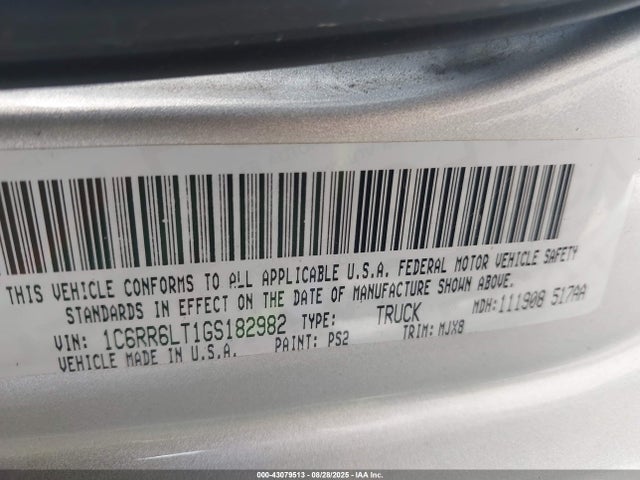 RAM 2016 2016 1C6RR6LT1GS182982 Image 9