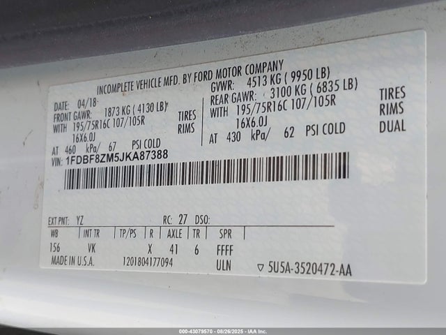 Ford Transit 2018 1FDBF8ZM5JKA87388 Image 9