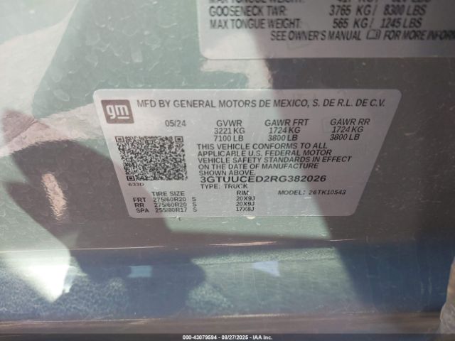 2024 GMC SIERRA 1500 3GTUUCED2RG382026 Photo 8