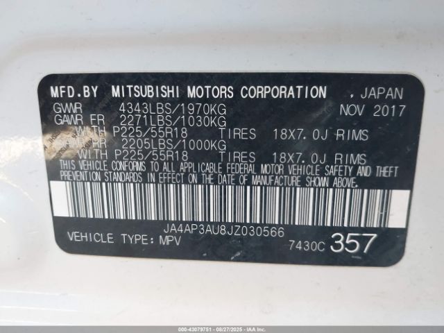 2018 MITSUBISHI OUTLANDER SPORT JA4AP3AU8JZ030566 Photo 8