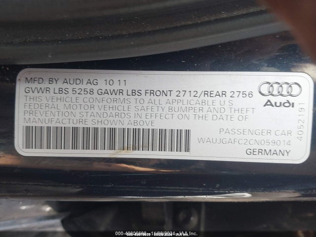 2012 AUDI A6 WAUJGAFC2CN059014 Photo 8
