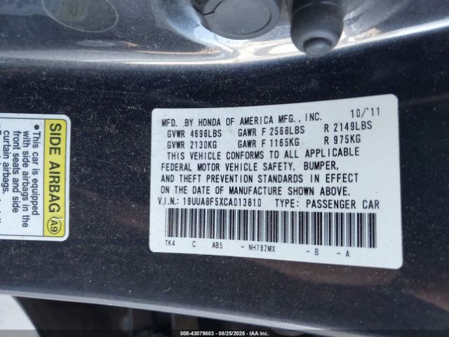 2012 ACURA TL 19UUA8F5XCA013810 Photo 8