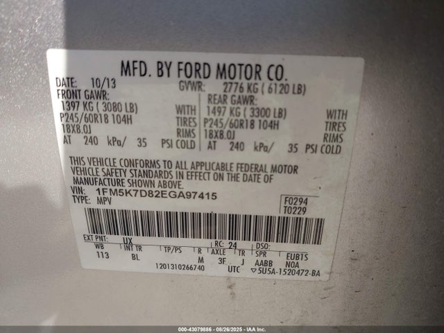 1FM5K7D82EGA97415 Ford 2014