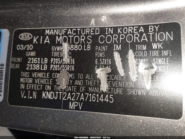 2010 KIA SOUL KNDJT2A27A7161445 Photo 8