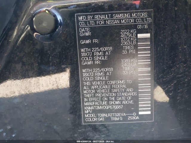 KNMAT2MV0GP676687 Nissan 2016