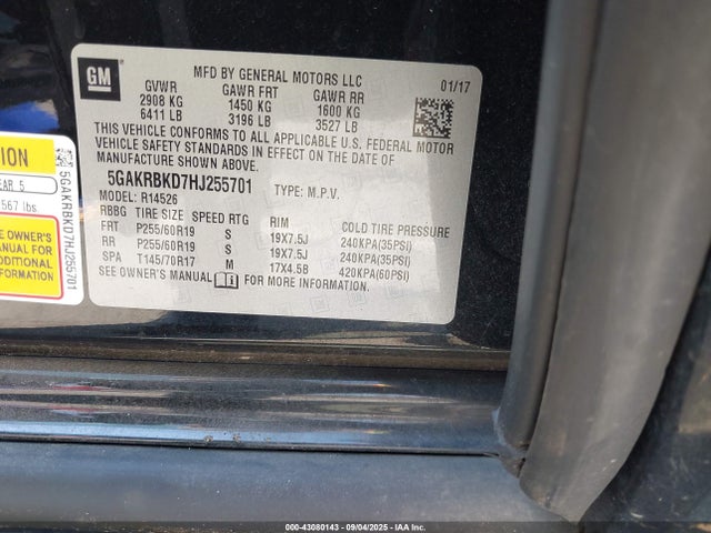 Продажа на аукционе авто 2017 Buick Enclave Leather, vin: 5GAKRBKD7HJ255701, номер лота: 43080143