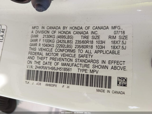 2HKRW1H95JH518561 Honda l15be
