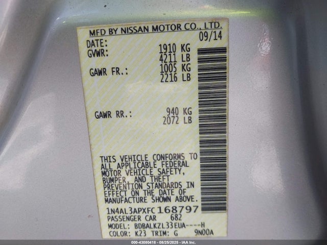 Nissan 2015 2015 1N4AL3APXFC168797 Image 9