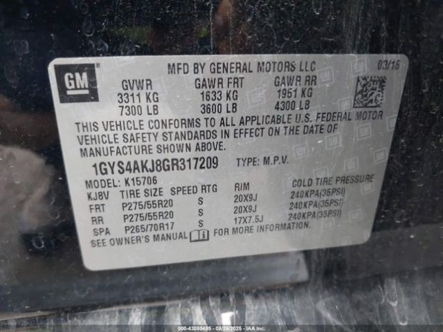 2016 CADILLAC ESCALADE 1GYS4AKJ8GR317209 Photo 8