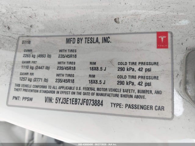 2018 TESLA MODEL 3 5YJ3E1EB7JF073884 Photo 8