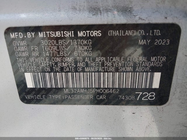 2023 MITSUBISHI MIRAGE ML32AWHJ5PH006462 Photo 8