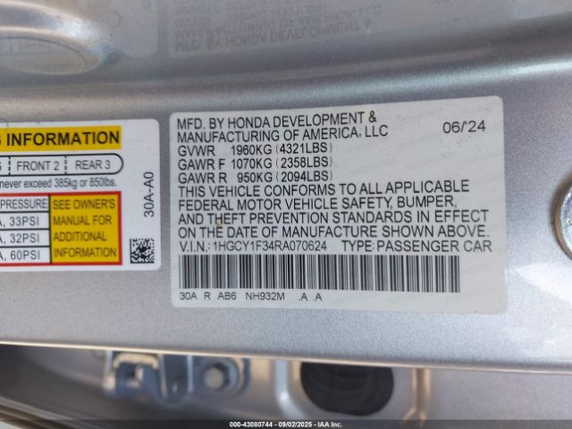 2024 HONDA ACCORD 1HGCY1F34RA070624 Photo 8