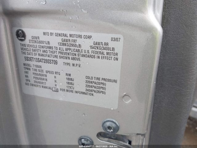 2007 SAAB 9-7X 5S3ET13S472803709 Photo 8