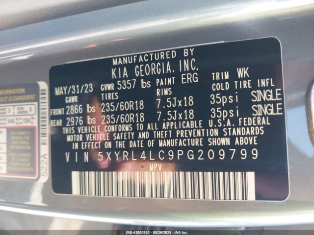 2023 KIA SORENTO 5XYRL4LC9PG209799 Photo 8
