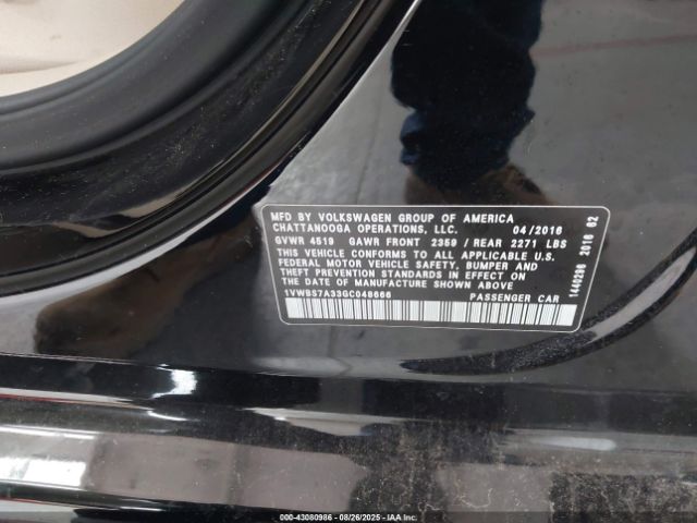 2016 VOLKSWAGEN PASSAT 1VWBS7A33GC048666 Photo 8