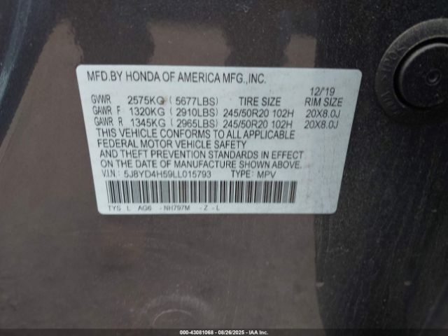 2020 ACURA MDX 5J8YD4H59LL015793 Photo 8