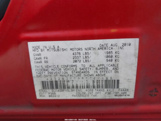 2011 MITSUBISHI GALANT 4A32B3FF9BE008469 Photo 8