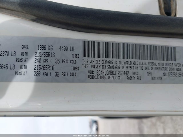 Jeep Compass 2018 3C4NJCAB6JT263442 Image 9