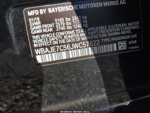 2018 BMW 540I WBAJE7C56JWC57622 Photo 8