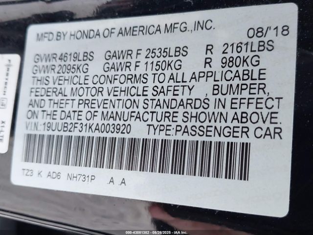 2019 ACURA TLX 19UUB2F31KA003920 Photo 8