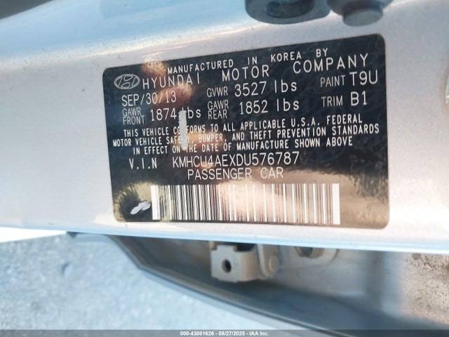 2013 Hyundai Accent Gls მანქანა იყიდება აუქციონზე, vin: KMHCU4AEXDU576787, აუქციონის ნომერი: 43081626