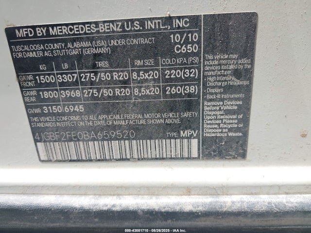 2011 MERCEDES-BENZ GL 350 BLUETEC 4JGBF2FE0BA659520 Photo 8