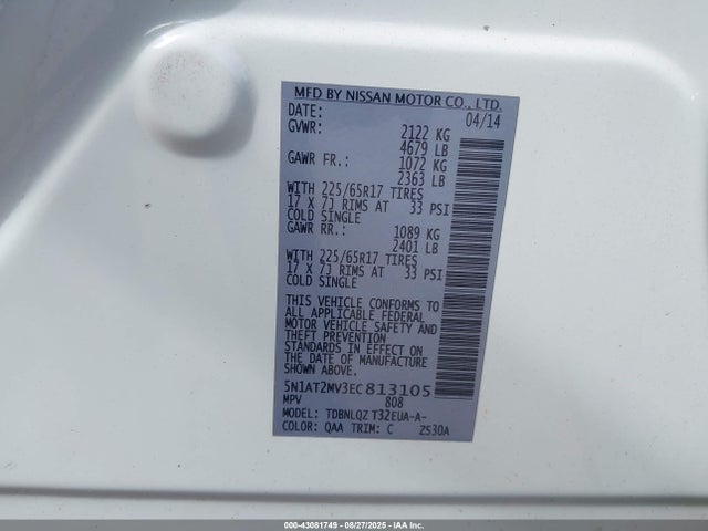 Nissan 2014 2014 5N1AT2MV3EC813105 Image 9