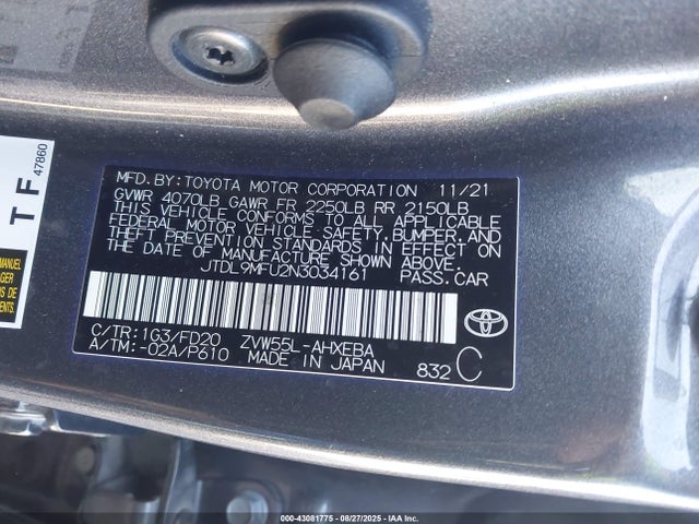 JTDL9MFU2N3034161 Toyota 2zr-fxe, 1nm+1mm